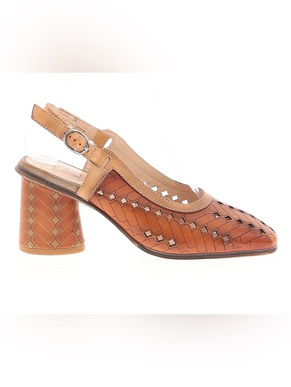 Woven Leather Slingback Heels in Tan
